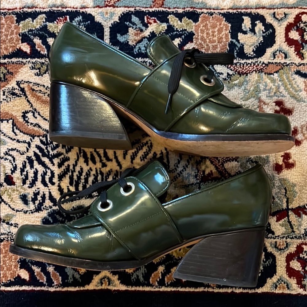 No. 6 Store Patent Leather Oxford Lace-Up Shoes Green - Picture 3 of 8